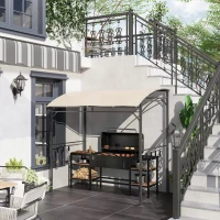 Outsunny 7' x 5' BBQ Grill Gazebo Tent, Garden Grill Canopy with Steel Frame and Hooks, Outdoor Sun Shade, Beige(m-1)