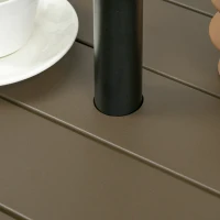 Outsunny 19" Beach Umbrella Table Tray, Slatted Instant Portable Beach Tables for Sand, Swimming Pools, Patio, Garden, Deck, Brown(m-9)