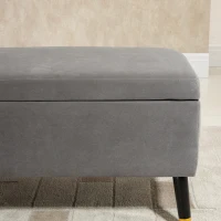 HOMCOM Ottoman Bench with Storage, Velvet Footrest Shoe Bench with Hinged Lid, Lift Top Bed Bench for Entryway Living Room, Charcoal Grey(m-9)
