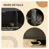 PawHut Litter Box Furniture Hidden Cat Washroom Furniture with Double Doors and Scratching Pad, Black(m-7)