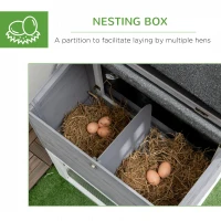 PawHut 73 in Chicken Coop with Run, Wooden Hen House with Nesting Box, Removable Tray, Asphalt Roof, Ramp, Outdoor Poultry Cage, Gray(m-6)