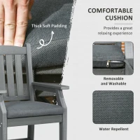 Outsunny 6 Pieces Patio Dining Set, 6 Seater Outdoor Table and Chairs, Conversation Furniture, Armrests, Loveseat Bench, Dinner Table with Umbrella Hole, Cushions, Dark Gray(m-7)