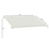 Outsunny 10' x 8' Electric Awning, Retractable Awning, UV Protection Sun Shade Shelter with Remote Controller and Manual Crank Handle for Deck, Balcony, Yard, Cream(m-3)