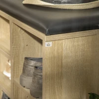 HOMCOM Wooden Shoe Bench with Padded Cushion, Storage Bench with 10 Compartments and Adjustable Shelves, Entryway Organizer for Hallway Living Room(m-9)