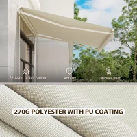 Outsunny 10' x 8' Electric Awning, Retractable Awning, UV Protection Sun Shade Shelter with Remote Controller and Manual Crank Handle for Deck, Balcony, Yard, Cream(m-4)
