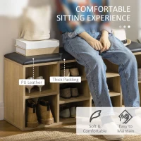 HOMCOM Wooden Shoe Bench with Padded Cushion, Storage Bench with 10 Compartments and Adjustable Shelves, Entryway Organizer for Hallway Living Room(m-4)
