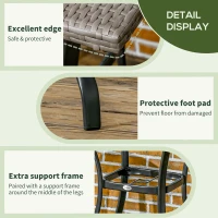 Outsunny Patio Wicker Dining Table with Umbrella Hole, 34 Inch Outdoor PE Rattan Coffee Table with Plastic Board Under the Woven Table Top for Patio, Garden, Balcony, Light Grey(m-6)