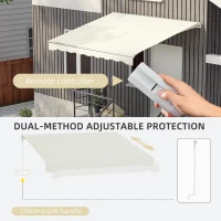 Outsunny 10' x 8' Electric Awning, Retractable Awning, UV Protection Sun Shade Shelter with Remote Controller and Manual Crank Handle for Deck, Balcony, Yard, Cream(m-5)