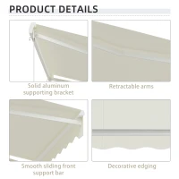 Outsunny 10' x 8' Electric Awning, Retractable Awning, UV Protection Sun Shade Shelter with Remote Controller and Manual Crank Handle for Deck, Balcony, Yard, Cream(m-7)