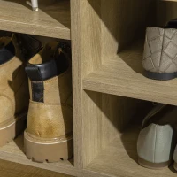 HOMCOM Wooden Shoe Bench with Padded Cushion, Storage Bench with 10 Compartments and Adjustable Shelves, Entryway Organizer for Hallway Living Room(m-7)