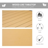 Outsunny 75" x 35" Outdoor Dining Table for 8 People, Rectangular Aluminum Frame Garden Table with All-Weather Faux Wood Top for Garden, Lawn, Patio, Natural(m-4)