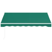 Outsunny 10' x 8' Electric Awning, Retractable Awning Sun Shade Shelter with Remote Controller, Manual Crank Handle and Aluminum Frame, for Deck, Balcony, Yard, Green(m-9)