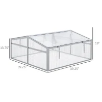 Outsunny 39" Aluminum Vented Cold Frame Mini Greenhouse Kit with Adjustable Roof, Polycarbonate Panels, & Strong Design(m-3)
