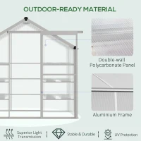 Outsunny 6.3' x 2.3' x 6.1' Outdoor Polycarbonate Greenhouse with 3-Tier Shelves, Cold Frame Greenhouse with Sliding Door and Aluminum Frame(m-6)