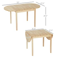 HOMCOM 55" Wood Kitchen Table, Drop Leaf Tables for Small Spaces, Natural(m-3)