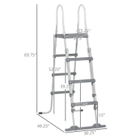 Outsunny 70" Above Ground Swimming Pool Ladder, A-Frame Deck Ladder with Top Platform, Non-slip Steps & Rounded Handrails for 48" Pool Wall Height, Gray(m-3)