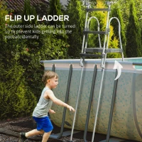 Outsunny 70" Above Ground Swimming Pool Ladder, A-Frame Deck Ladder with Top Platform, Non-slip Steps & Rounded Handrails for 48" Pool Wall Height, Gray(m-6)