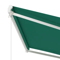Outsunny 13' x 10' Electric Awning, Retractable Awning Sun Shade Shelter with Remote Controller, Manual Crank Handle and Aluminum Frame, for Deck, Balcony, Yard, Green(m-8)