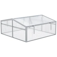 Outsunny 39" Aluminum Vented Cold Frame Mini Greenhouse Kit with Adjustable Roof, Polycarbonate Panels, & Strong Design(m-1)