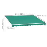 Outsunny 13' x 10' Electric Awning, Retractable Awning Sun Shade Shelter with Remote Controller, Manual Crank Handle and Aluminum Frame, for Deck, Balcony, Yard, Green(m-3)