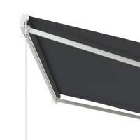 Outsunny 13' x 10' Electric Awning, Retractable Awning Sun Shade Shelter with Remote Controller, Manual Crank Handle and Aluminum Frame, for Deck, Balcony, Yard, Grey(m-8)