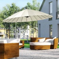 Outsunny 10FT Cantilever Patio Umbrella, Offset Patio Umbrella with Crank and Cross Base for Deck, Backyard, Pool and Garden, Hanging Umbrellas, Cream(m-1)