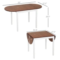 HOMCOM 55" Wood Kitchen Table, Drop Leaf Tables for Small Spaces, Brown(m-3)