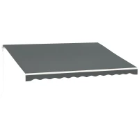 Outsunny 13' x 10' Electric Awning, Retractable Awning Sun Shade Shelter with Remote Controller, Manual Crank Handle and Aluminum Frame, for Deck, Balcony, Yard, Grey(m-2)