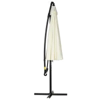 Outsunny 10FT Cantilever Patio Umbrella, Offset Patio Umbrella with Crank and Cross Base for Deck, Backyard, Pool and Garden, Hanging Umbrellas, Cream(m-8)
