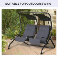 Outsunny 84A-052 Series Outdoor Porch Swing Cushions with Seat & Tufted Back, Backrest Ties, Set of 2 Replacement Cushions for Patio Furniture, Gray(m-4)