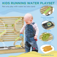 Outsunny 18 Pcs Kids Running Water and Sand Playset Outdoor with Sinks, Wooden Sensory Toys with Colorful Accessories, Gift for Boys and Girls, Aged 3-7 Years Old(m-4)