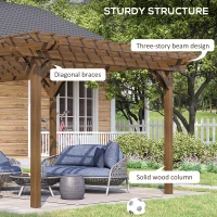 Outsunny 12' x 20' Outdoor Pergola, Wood Gazebo Grape Trellis with Stable Structure for Climbing Plant Support, Garden, Patio, Backyard, Deck(m-4)