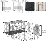 PawHut Small Animal Cage with 16 Panels, Portable Metal Wire Pet Fence with Door, Non-slip Feet for Bunny Guinea Pig(m-3)