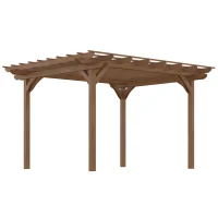 Outsunny 12' x 10' Outdoor Pergola, Wood Grape Gazebo for Climbing Plant Support, Garden, Patio, Backyard, Deck, Brown(m-1)