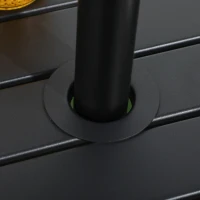 Outsunny Outdoor Side Table, Patio End Table with Umbrella Hole, Small Coffee Table with Steel Frame for Balcony, Black(m-7)