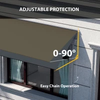 Outsunny 13' x 4' Retractable Awning, Garden Awnings for Doors and Windows with Easy Chain Operation and UV30+ Fabric, Sun Canopies for Patio, Deck, Balcony, and Yard, Dark Gray(m-5)