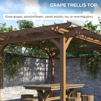 Outsunny 12' x 10' Outdoor Pergola, Wood Grape Gazebo for Climbing Plant Support, Garden, Patio, Backyard, Deck, Brown(m-5)