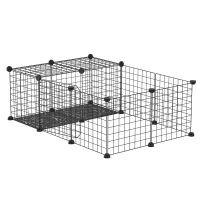 PawHut Small Animal Cage with 16 Panels, Portable Metal Wire Pet Fence with Door, Non-slip Feet for Bunny Guinea Pig(m-2)