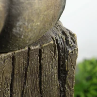 Outsunny Wine Jars Outdoor Waterfall Fountain with Adjustable Flow, 4-Tier Rustic Resin Cascading Water Fountain, Decorative Backyard Water Feature for Zen Garden, Deck, Porch(m-9)