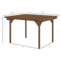 Outsunny 12' x 10' Outdoor Pergola, Wood Grape Gazebo for Climbing Plant Support, Garden, Patio, Backyard, Deck, Brown(m-3)
