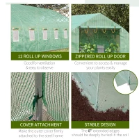 Outsunny 26' x 10' x 7' Walk-In Greenhouse Tunnel, Large Gardening Hot House with 12 Windows, 2 Net Protected Zipper Screen Doors for Backyard, Green(m-5)