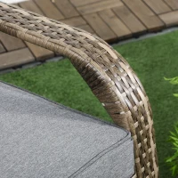 Outsunny Patio Wicker Adirondack Chair, Outdoor All-Weather Rattan Fire Pit Chair w/ Soft Cushions, Tall Curved Backrest and Comfortable Armrests for Deck or Garden, Mixed Tan/Dark Gray(m-8)