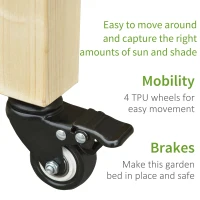 Outsunny Mobile Raised Garden Bed Elevated Wood Planter Box w/ Lockable Wheels, Storage Shelf  for Herbs Vegetables, Natural(m-5)
