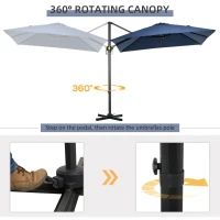 Outsunny 8' x 8' Square Patio Hanging Offset Umbrella with 360° Rotation, Aluminum Outdoor Cantilever Parasol with Crank & Tilt, Sun Canopy Shelter with Cross Base, Dark Blue(m-4)