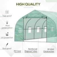 Outsunny 26' x 10' x 7' Walk-In Greenhouse Tunnel, Large Gardening Hot House with 12 Windows, 2 Net Protected Zipper Screen Doors for Backyard, Green(m-4)