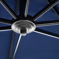 Outsunny 8' x 8' Square Patio Hanging Offset Umbrella with 360° Rotation, Aluminum Outdoor Cantilever Parasol with Crank & Tilt, Sun Canopy Shelter with Cross Base, Dark Blue(m-10)