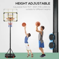 Soozier Portable Basketball Hoop, 7ft-8ft Height Adjustable Basketball System with Wheels & 28" Backboard for Youth Junior(m-4)