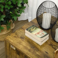 PawHut Hidden Cat Litter Box Enclosure, Cat Washroom Storage Bench Side End Table with Double Doors, Adjustable Feet, Rustic Brown(m-8)