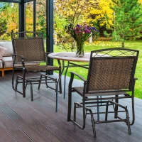 Outsunny Outdoor Glider Chairs, Porch Glider, Patio Rocker for Deck with PE Rattan Seats, Steel Frame for Garden, Backyard, Poolside, Set of 2, Brown(m-1)