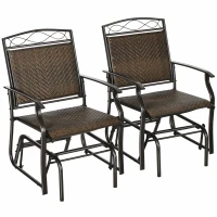 Outsunny Outdoor Glider Chairs, Porch Glider, Patio Rocker for Deck with PE Rattan Seats, Steel Frame for Garden, Backyard, Poolside, Set of 2, Brown(m-2)